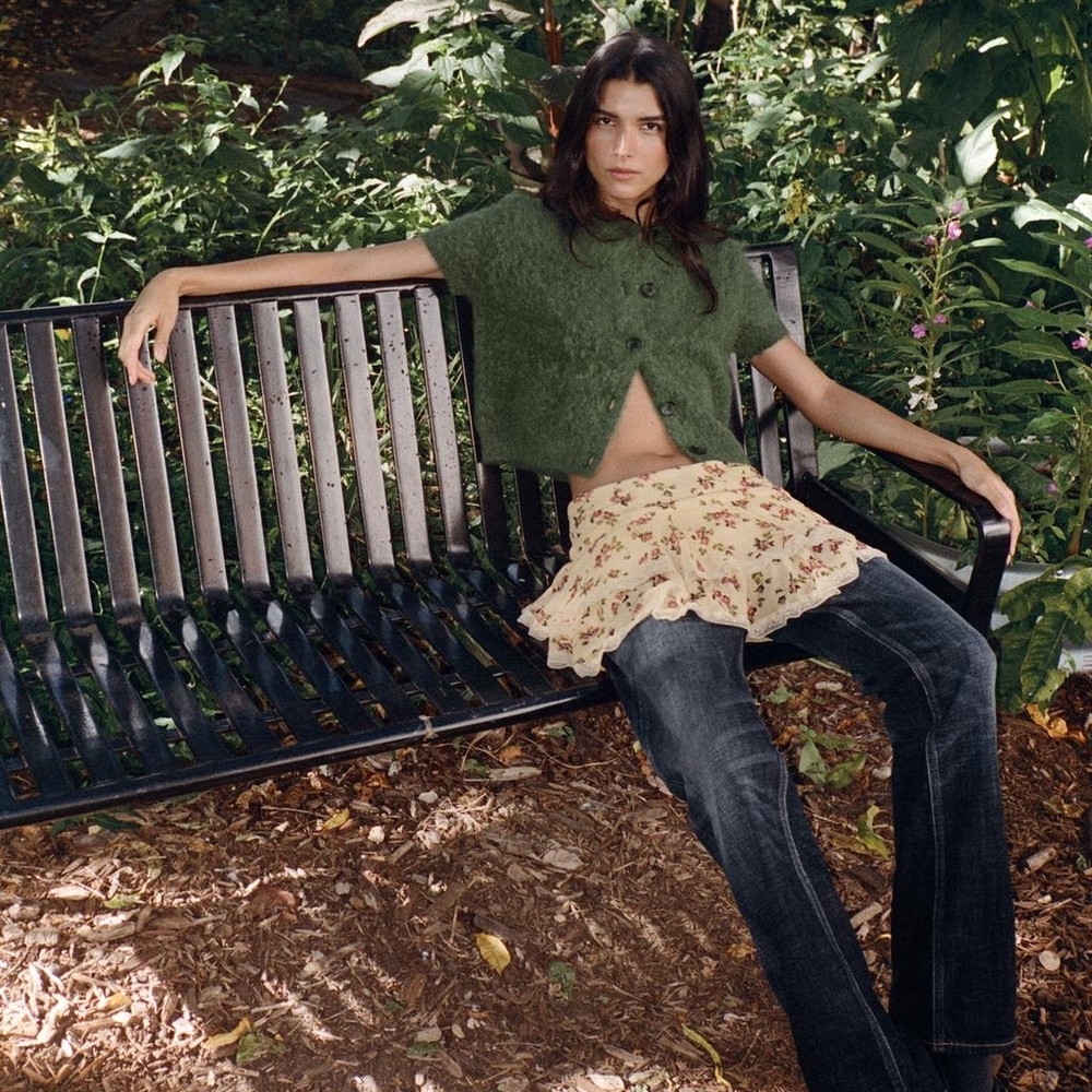 Zara Green Fuzzy Cardigan, Size Small